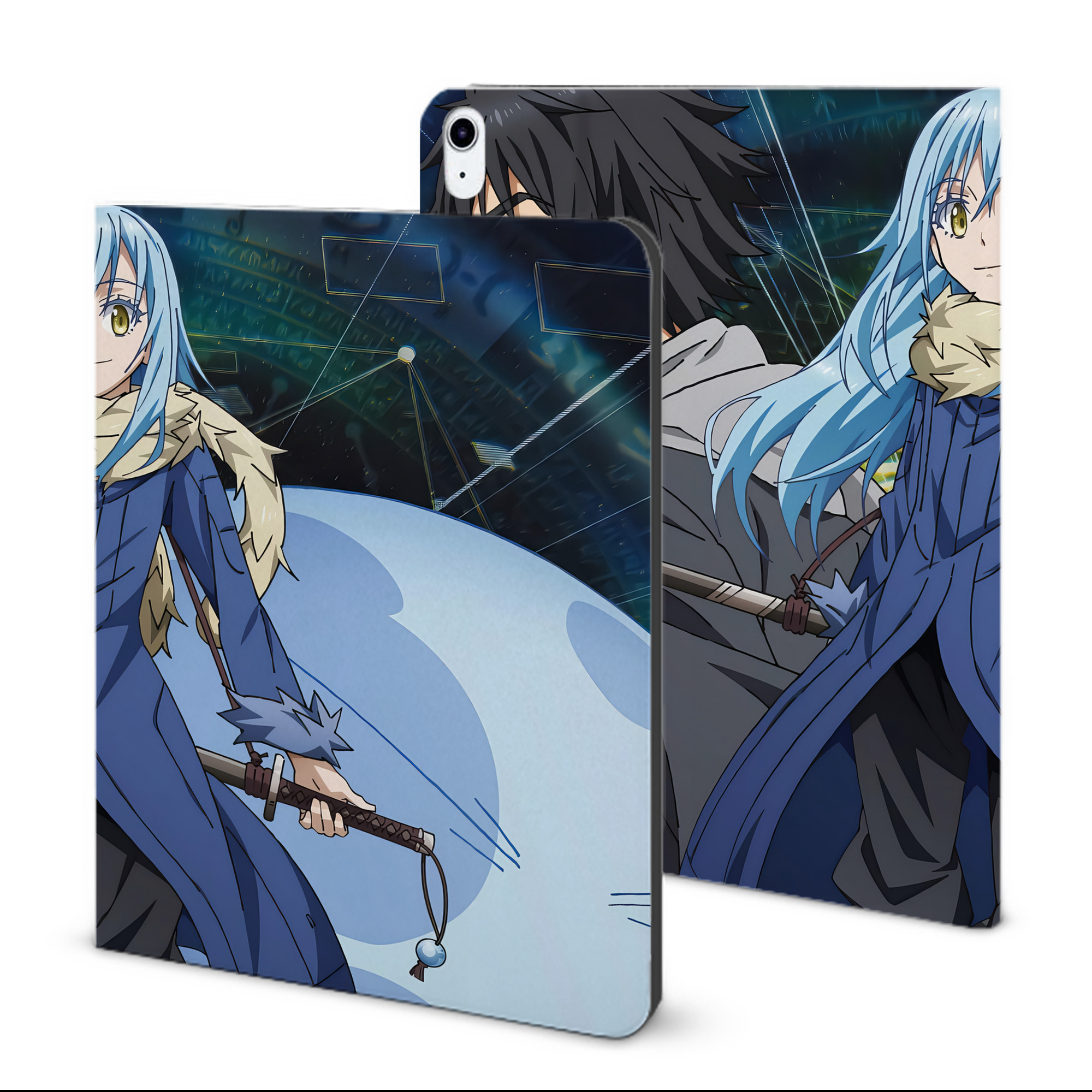 （画像用） 転スラ Regarding Reincarnated to Slime IPad ケース ブック型 PUレザー TPU 耐衝撃 軽量 薄型 ペン収納なし 全面保護 IPad 各モデル対応
